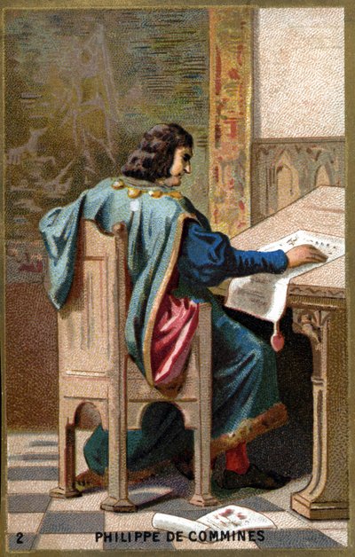 Philippe de Commines (Comynes or Comines) (1447-1511)の肖像。19世紀のクロモリトグラフ。 作： Unknown artist