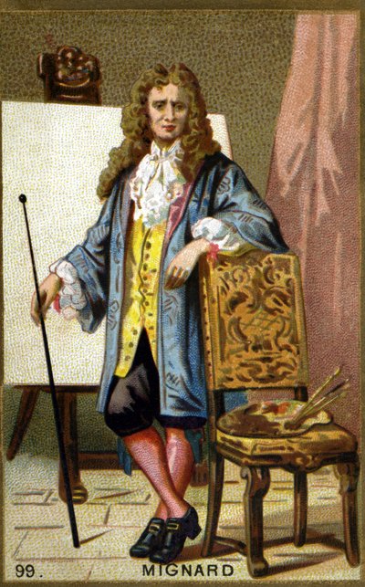 フランスの画家、装飾家、漫画家であるピエール・ミニャール（1612 - 1695）の肖像。19世紀のクロモリトグラフ。 作： Unknown artist