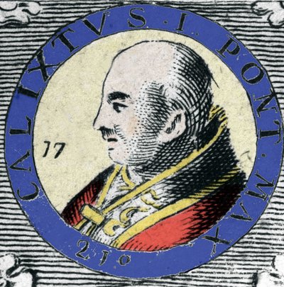 155年生まれの教皇カリクスト（またはカリスト）1世の肖像（Papa San Callisto）。 作： Unknown artist