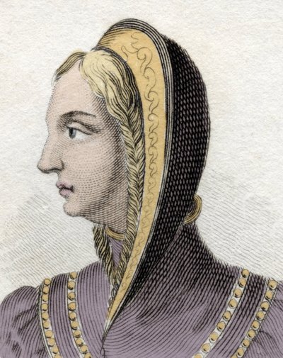 カスティーリャ女王イザベラ（カトリック教徒のイザベラ1世）（1451-1504）の肖像。19世紀のエングレーヴィング。 作： Unknown artist