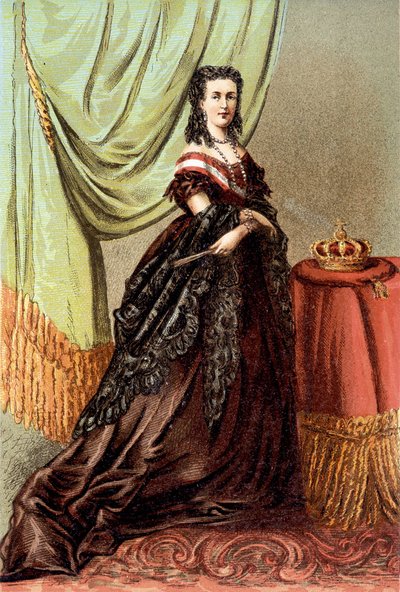 ベルギー王レオポルド2世の妻、オーストリア王妃マリー・ヘンリエットの肖像。 作： Unknown artist