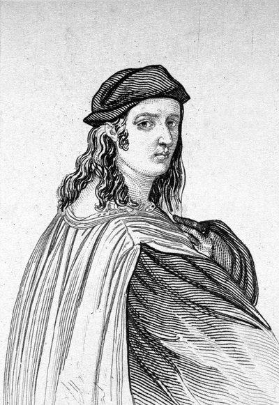 イタリアの画家、ラファエロ（Raffaello Sanzio 1483 - 1520）の肖像。 作： Unknown artist