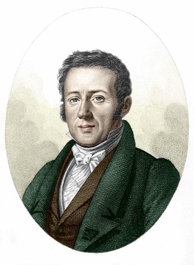 博物学者・生物学者のルネ・プリムローズ・レッスン（1794-1849）の肖像。 作： Unknown artist