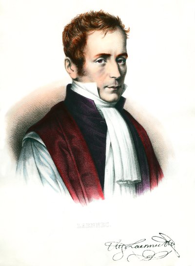 Rene Laennec (1781-1826) フランス人医師の肖像 19世紀のエングレーヴィング 個人蔵 作： Unknown artist