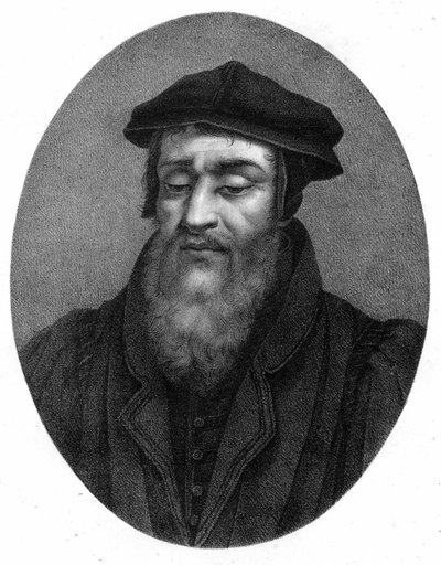 Robert I Estienne (1498 - 1559) ヒューマニスト、出版者、印刷者の肖像。 作： Unknown artist
