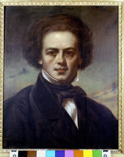 ドイツの作曲家、ロベルト・シューマン（1810-1856）の肖像。1840年頃の無名の絵画。スカラ座博物館。 作： Unknown artist