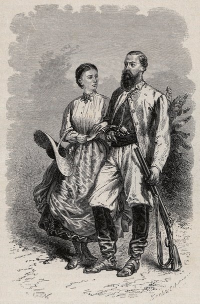 SAMUEL WHITE BAKER (1821-1893) イギリスの探検家とLady Florence Baker (1841-1916)のポートレート 作： Unknown artist