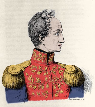 将軍であり南米の政治家であるシモン・ボリバル(1783-1830)の肖像。 作： Unknown artist