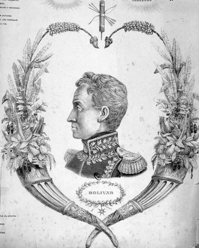 南米の将軍、政治家であるシモン・ボリバル（1783-1830）の肖像。 作： Unknown artist