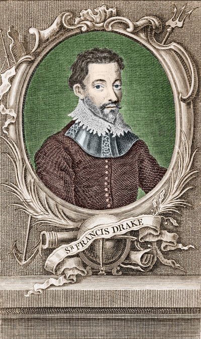 イギリスの航海士、サー・フランシス・ドレーク（1540-1596）の肖像。 作： Unknown artist
