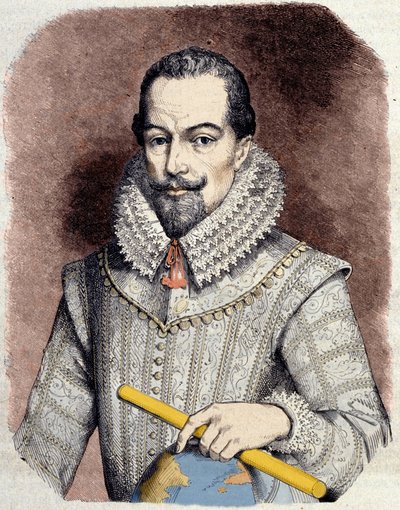 イギリスの宮廷人、航海士、作家であるウォルター・ローリー卿（1552-1618）の肖像。 作： Unknown artist