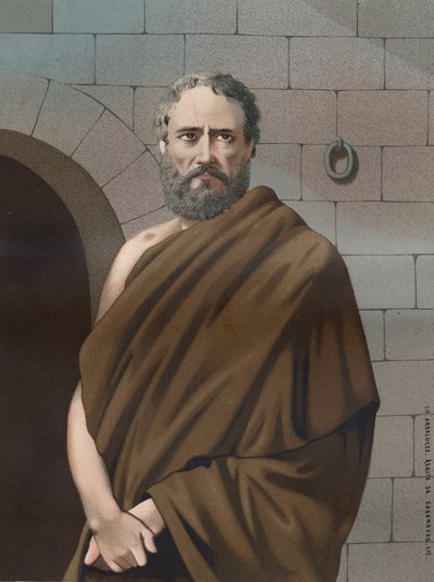 ソクラテスの肖像。ギリシャの哲学者 -470 -399 from hombres y Mujeres celebres.1877年、バルセロナ。 作： Unknown artist