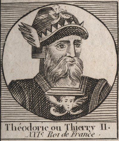 Thierry II (587-613)の肖像 - THIERRY II (Theuderic or Theuderich, Theoderic, or Theodoric II) Burgundy and Austrasiaの王 - Charの "Instruction sur l