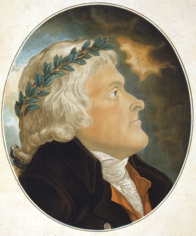 トーマス・ジェファーソン（1743〜1826）の肖像画。エングレーヴィング sd.19世紀 作： Unknown artist