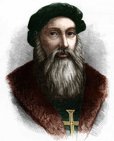 ヴァスコ・デ・ガマ（1469-1524）ポルトガルの航海者の肖像。 作： Unknown artist