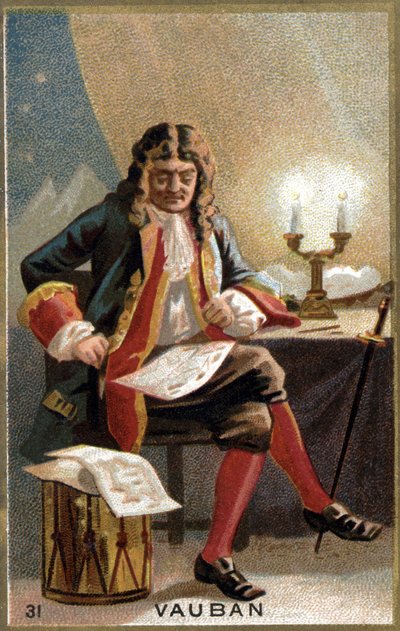 ヴォーバン（1633-1707）の肖像。Sébastien Le Prestre de Vauban）フランスのマレシャル、軍事技術者。19世紀のクロモリトグラフ。 作： Unknown artist