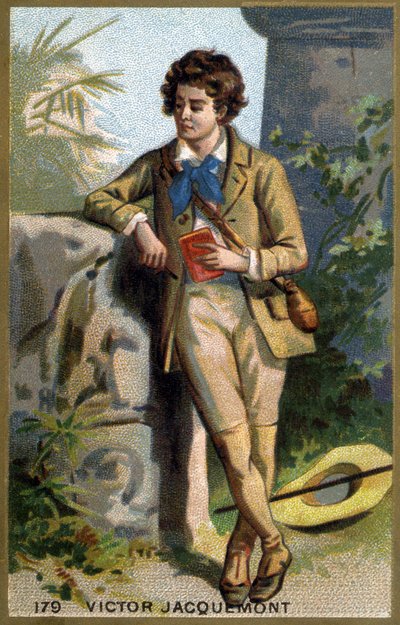 フランスの植物学者で旅行家でもあったヴィクトル・ジャクモン（1801 - 1832）の肖像。19世紀のクロモリトグラフ。 作： Unknown artist