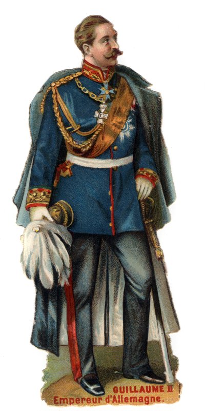 ドイツ皇帝ウィリアム2世（1859-1941）の肖像。19世紀末のクロモリトグラフ。個人蔵 作： Unknown artist