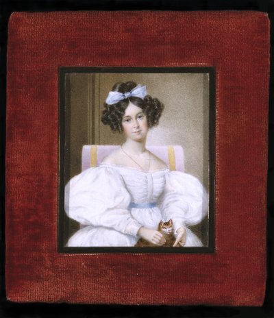 女性の肖像、1830年頃（象牙、ベルベット、ガラスに水彩） 作： Unknown artist