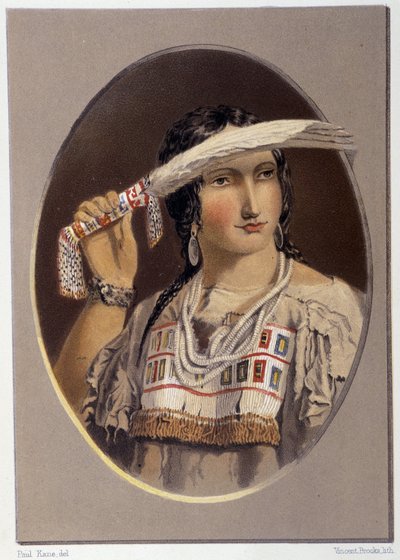 インディアンとの混血の肖像 - Paul Kane著「Wandering of an artist among the indians of North America」（Longmans & Roberts, London）より 作： Unknown artist