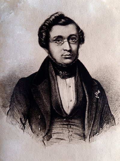 イギリスの作曲家アドルフ・アダム（1803-1856）の肖像 エングレーヴィング。19世紀 ボローニャ、シビコ・ビブリオグラフィコ博物館 作： Unknown artist