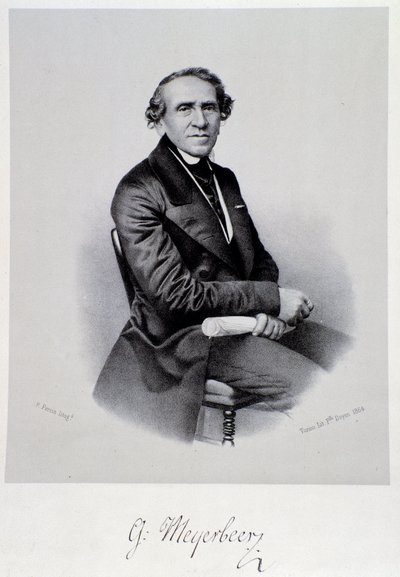 ドイツのオペラ作曲家ジャコモ・マイヤーベーア（1791-1864）の肖像 エングレーヴィング。19世紀ボローニャ、シビコ音楽博物館 作： Unknown artist