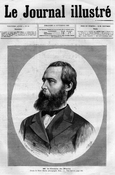 パリ伯爵（1838-1894）（ルイ・フィリップ・ドルレアン）の肖像 1883年の「The Illustrous Journal」の表紙 作： Unknown artist