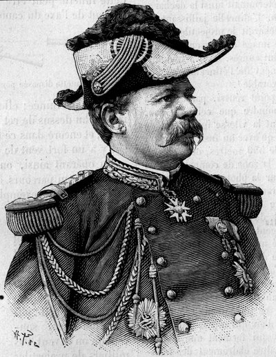 フランスの将軍フランソワ・ペリエ（1833-1888）の肖像。3月3日付「La Nature: revue des sciences and de leurs applications aux arts et a l