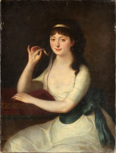 ジェノバの貴族Luigia Pallavicini（1772-1841）の肖像 侯爵夫人で詩人のミューズ 匿名の絵画。19世紀ジェネス、ガレリア・ダール・モデナ 作： Unknown artist