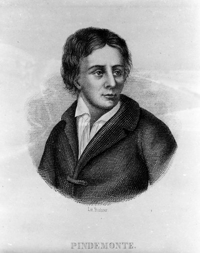 イタリアの詩人イポリット・ピンデモンテ（1753-1828）の肖像、詩人の友人でイタリアの劇作家ウーゴ・フォスコロ（1778-1827）の肖像 19世紀のエングレーヴィング 作： Unknown artist
