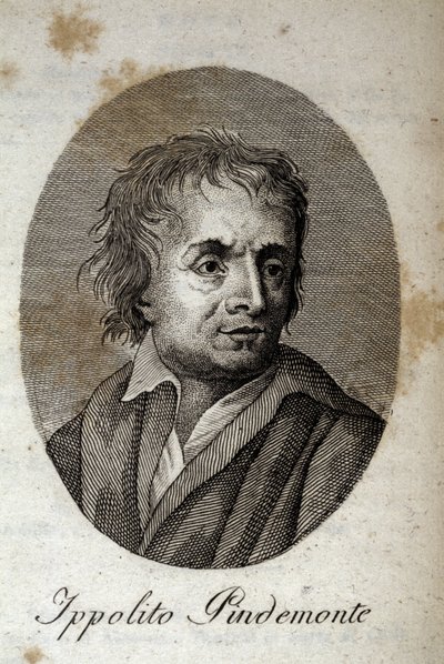 イタリアの詩人イポリット・ピンデモンテ（1753-1828）の肖像、詩人の友人でイタリアの劇作家ウーゴ・フォスコロ（1778-1827）の肖像 19世紀のエングレーヴィング 作： Unknown artist