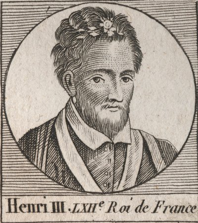 フランス王アンリ3世（1551-1589）の肖像 - フランス王アンリ3世（1551-89）の肖像 - シャルル・コンスタント・ル・テリエ1821年の「フランス史に関する教本」からのエングレービング 作： Unknown artist
