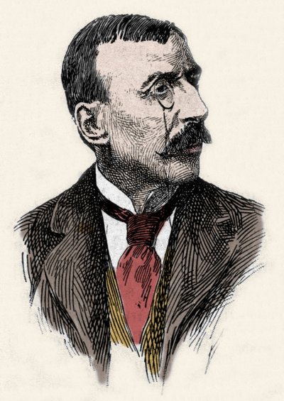 ポルトガルの作家・外交官Jose Maria de Eeca de Queiros or Queiroz (1845-1900)の肖像。19世紀のエングレーヴィング 作： Unknown artist