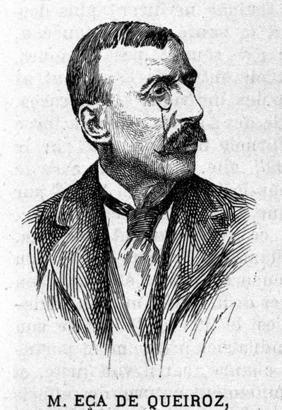ポルトガルの作家・外交官Jose Maria de Eeca de Queiros or Queiroz (1845-1900)の肖像。19世紀のエングレーヴィング 作： Unknown artist