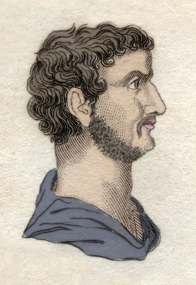 ローマ皇帝ハドリアヌス（Publius Aelius Hadrianus）の肖像（西暦76～138年） 19世紀のエングレーヴィング。 作： Unknown artist