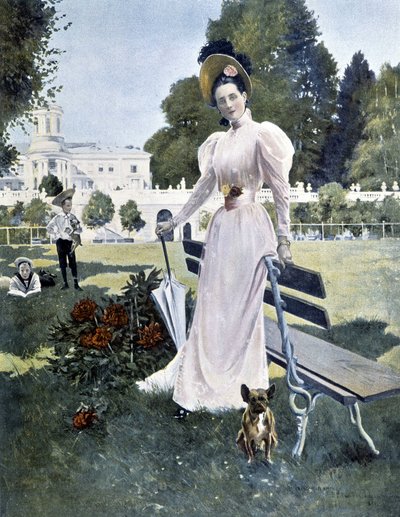 1844年に公園で撮影されたロシア王女ユソポフの肖像。 作： Unknown artist
