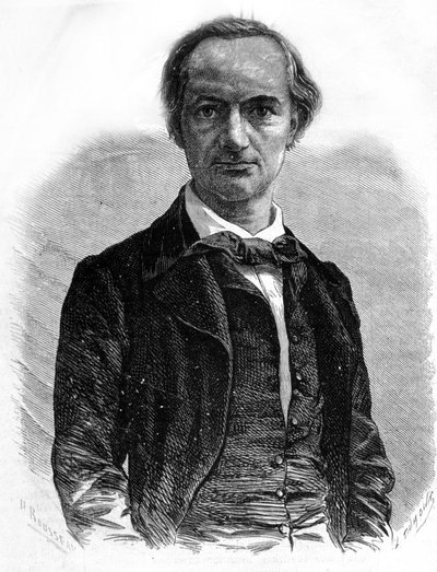 詩人シャルル・ボードレール（1821-1867）の肖像 19世紀のエングレーヴィング 作： Unknown artist