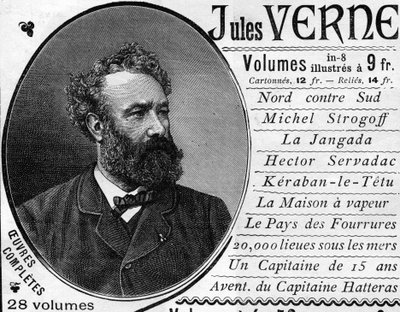 1887年、作家ジュール・ヴェルヌ（1828-1905）の肖像。 作： Unknown artist