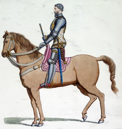 ミラノ公爵、ベルナボ・ヴィスコンティ（1319-1385）の馬上の肖像。 作： Unknown artist