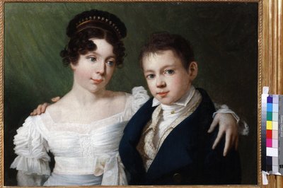 アルバート王子 (1809-1872) と彼の妹のプロイセンのアレクサンドリーヌ王女 (1803-1892) by Anonymous. キャンバスに油彩、1810 年代末。 州立博物館 プーシキン、モスクワ 作： Unknown artist