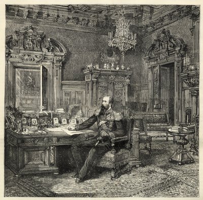 アレクサンダー・オブ・ブルガリア王子（1857-1893）、書斎にて - アレクサンダー・オブ・バッテンベルグ - アレクサンダー・オブ・ブルガリア1世またはアレクサンダー・オブ・バッテンベルグ（1857-1893）の仕事用キャビネットでの肖像 - 1886年 - 。 作： Unknown artist