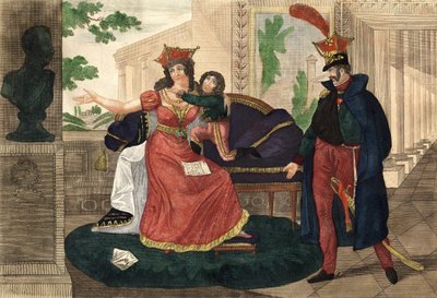 夫の死を知るポニャトウスキー王女 - 当時の版画 作： Unknown artist
