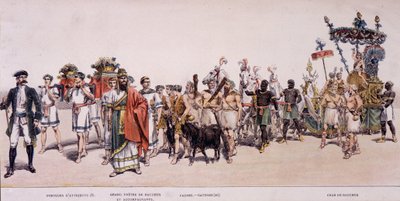収穫人の行列とバッカス（Bacco）の戦車 - "ワイン生産者の祭りの公式アルバム "にて 作： Unknown artist