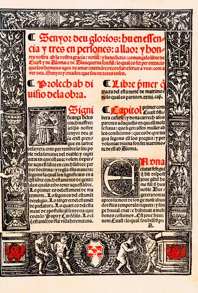 カタルーニャ語でRamon Llull、スペイン語でRaimundo Lulio (Lullo) (Lull)、カタルーニャの哲学者、神学者、詩人 (1235-1315)による「Blanquerna」のプロローグ。 作： Unknown artist