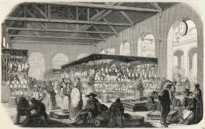 ケ・デ・オーギュスタン。Marche de la Vallee - Edmond Texierの "Tableau-de-Paris "に掲載されたエングレービング 作： Unknown artist