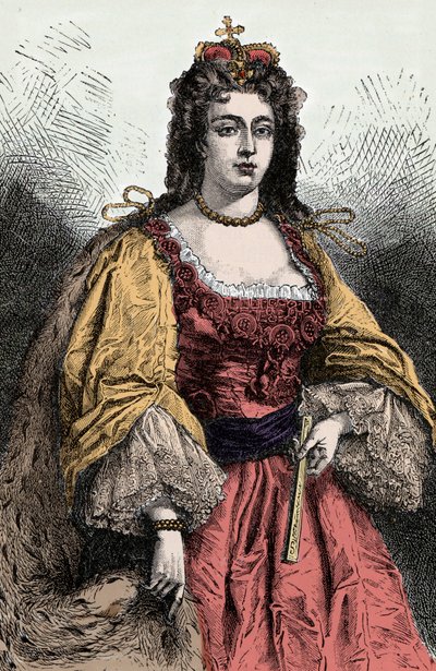 アン女王 - イングランド、アイルランド、スコットランドの女王であるアン・スチュアート（1665-1714）の肖像。 作： Unknown artist