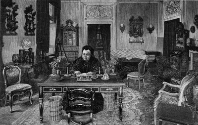 1893年にフィレンツェのヴィラ・パルミエリで撮影されたイギリスのヴィクトリア女王。 作： Unknown artist