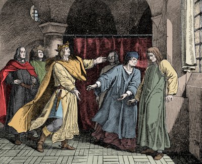 ルートヴィヒとフリードリヒの和解 - 神聖な帝国の皇帝ルイ4世（またはバビエールのルイ3世）との和解 作： Unknown artist