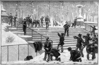 1888年、パリのリュクサンブール公園で行われた学徒出陣のレクリエーション。 作： Unknown artist