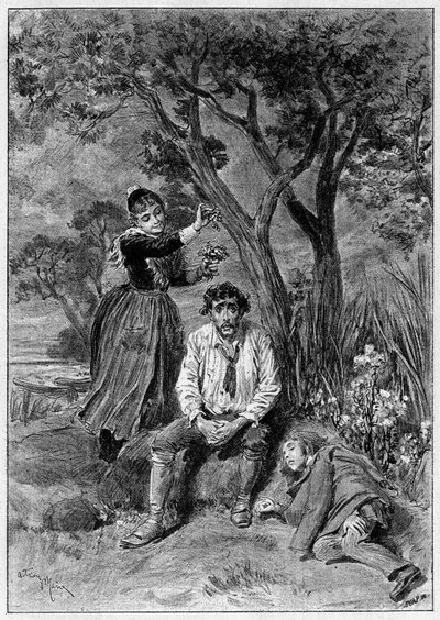 アルフォンス・ドーデ（1840-1897）の「アルルの女」を、ジョルジュ・ビゼー（1838-1874）の音楽に合わせて、3幕5画のメロドラマとしてオデオン座で上演、「幻想の世界」1885年 作： Unknown artist